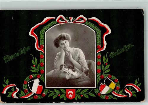 Bild einer jungen Frau Schwarz-Weiß-Rot Zweibund WK I S.V.D. Serie 6016/3 Maschinenstempel Deutsch-Türkische Freundschaft 1917