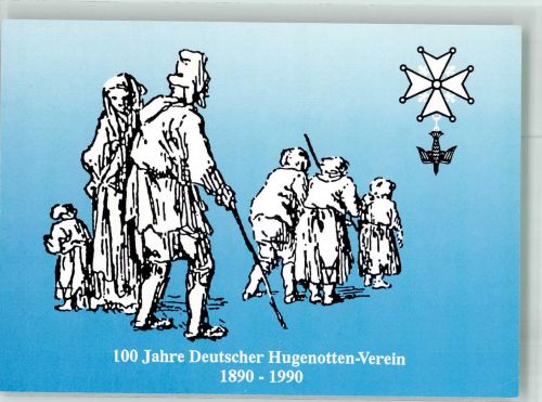 W3522 Bad Karlshafen sign. Meil Hugenottische Flüchtlingsgruppe 100 Jahre Deutscher Hugenotten-Verein Flüchtling 1990 Künstlerkarte