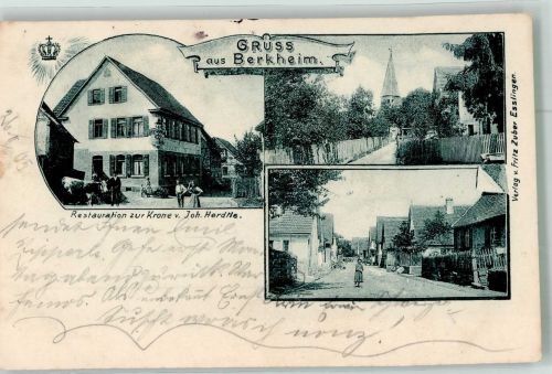 88450 W7951 Berkheim , Kr Biberach an der Riß 1905 - Gasthaus zur Krone Dorfstrasse