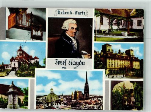 Eisenstadt Gedenkkarte Haydn-Orgel Geburtshaus Grabmal Schloss Esterhazy Haydn-Denkmal und Museum Sonderstempel Haydn, J. Foto AK