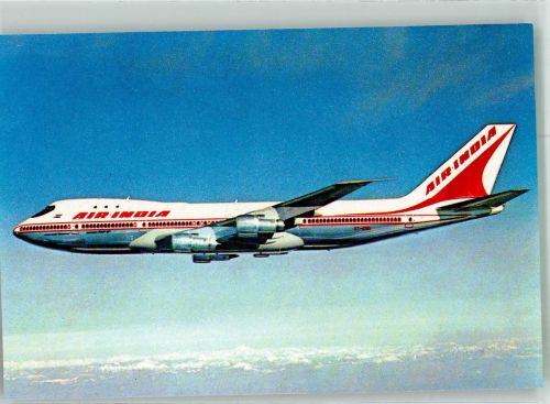 Fliegeraufnahme einer Boeing 747 der Fluggesellschaft Air India Flugzeug nach 1945 Foto AK