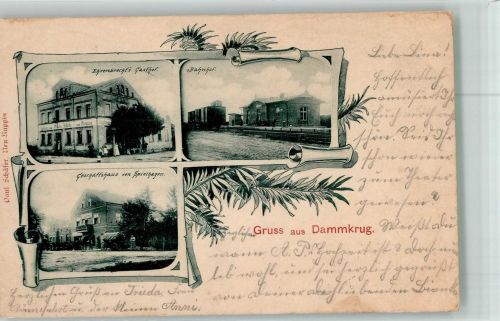 16818 O1950 Dammkrug b Neuruppin 1898 - Bahnhof Gasthaus Ehrenbrecht Geschäftshaus