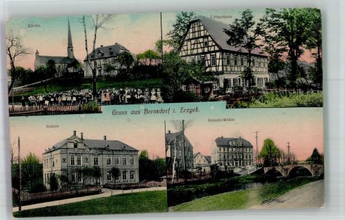 09337 O9271 Bernsdorf b Hohenstein-Ernstthal - Kirche Pfarrhaus Schule Gränitz-Mühle
