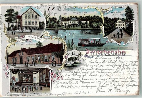 26160 W2903 Bad Zwischenahn 1901 Lithographie Gasthaus zum Grünen Hof Ballsaal Kurhaus am See