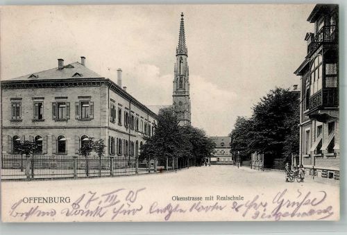 77652 W7600 Offenburg 1905 - Okenstrasse Realschule Stadtkirche