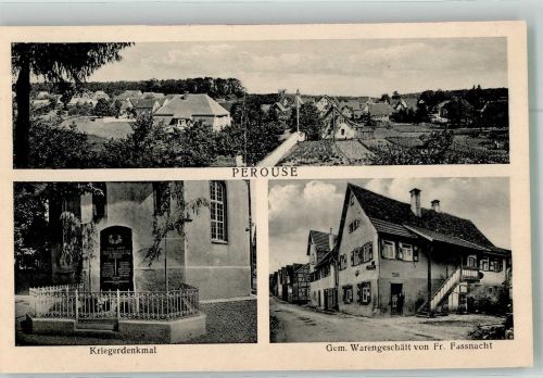 71277 W7255 Perouse , Württ - Gemischtwaren Fassnacht Kriegerdenkmal