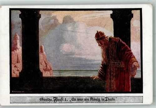 sign. Kutzer Goethe Faust I Es war ein König in Thule Nr. 443 Bund der Deutschen in Böhmen Künstlerkarte