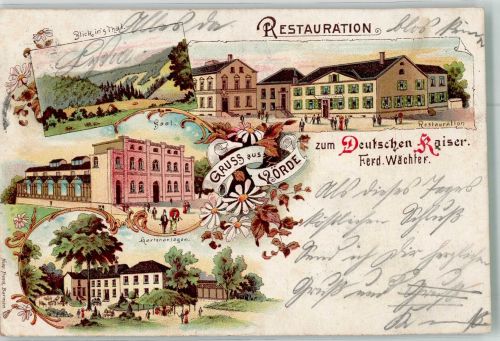 58256 W5828 Altenvoerde 1900 Lithographie Vörde Gasthaus zum Deutschen Kaiser Garten Ort lt. Stempel
