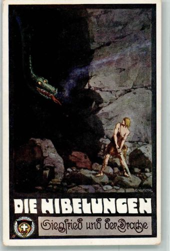 sign. Kutzer Die Nibelungen Siegfried und der Drache Katholischer Schulverein für Österreich Schulvereinähnliche Künstlerkarte