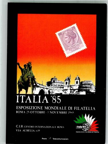 Roma Rom Italia '85 Esposizione Mondiale di Filatelia Sonderstempel Philatelistentag 1985 Werbe AK