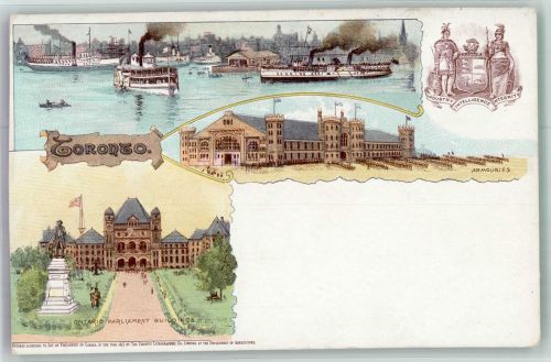 Toronto Gebrauchsspuren Denkmal Parlament Dampfschiff Lithographie beschnitten