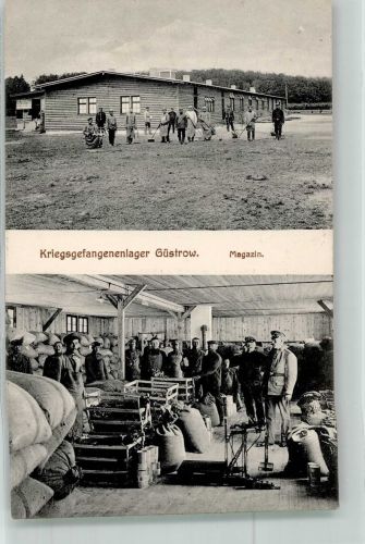 18273 O2600 Güstrow 1915 Foto AK Kriegsgefangenenlager Güstrow Baracken Magazin-Lager