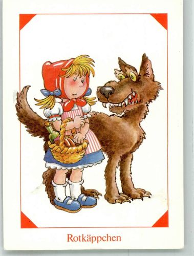 sign. Arnold Lustige Darstellung des Wolfs aus dem Märchen der Brüder Grimm Planet-Verlag Rotkäppchen Künstlerkarte