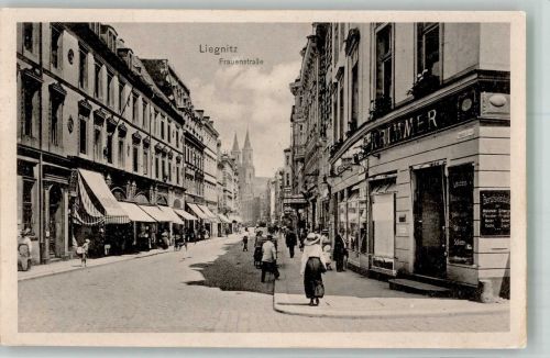 Liegnitz Legnica 1916 Foto AK Feldpost WK I Frauenstrasse Geschäft