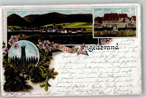 75331 W7543 Engelsbrand 1909 Lithographie Aussichtsturm Gasthaus zum Rössle
