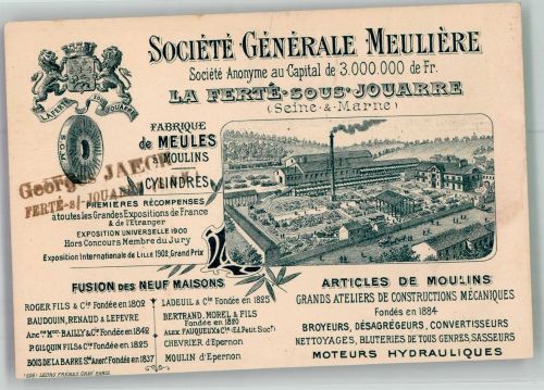 77260 La Ferte-sous-Jouarre Gebrauchsspuren Fabrik Mühle Lithographie Leim löst sich