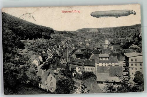 75305 W7540 Neuenbürg , Württ 1912 Foto AK Luftschiff Zeppelin über Neuenbürg