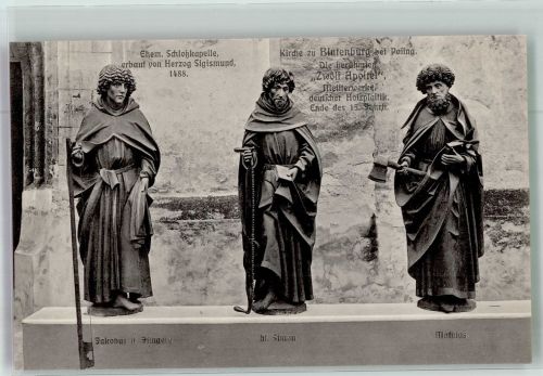 W8000 Pasing Drei mittelalterliche Apostelfiguren in der Kirche zu Blutenburg Fotograf Lothar Fränzl 5027 Skulptur Foto AK