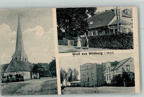 16845 O1901 Wildberg b Neustadt, Dosse 1921 - Dorfstrasse Dorfkirche St. Nicolai