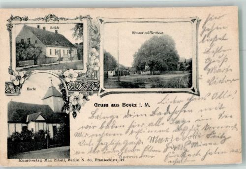 16766 O1421 Beetz 1906 - Schule Kirche Dorfstrasse