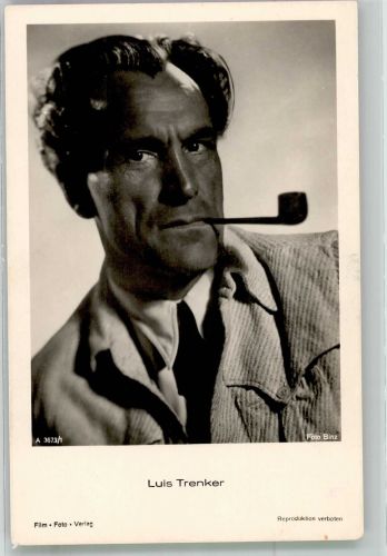 Portrait von Luis Trenker mit Pfeife Fotograf Binz Film-Foto-Verlag 3673/1 Filmschauspieler Foto AK