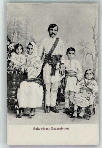 Bukowin Bukowina Bukowinaer Bauerntypen Familie Tracht Polen 1906