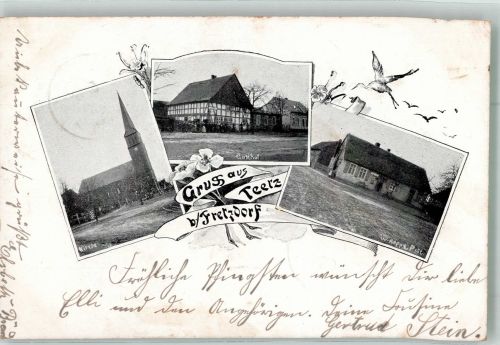 16866 O1901 Teetz 1906 - Dorfkirche Gasthaus Post Storch