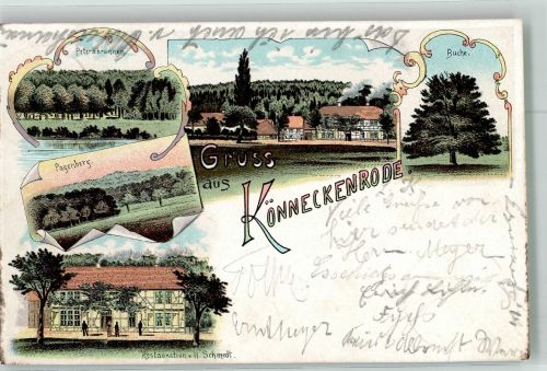 38729 W3372 Könneckenrode 1900 Lithographie Petersbrunnen Pagenberg Gasthaus Schmedt