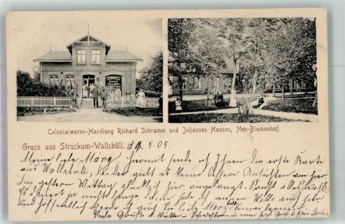 25821 W2257 Wallsbüll 1905 - Kolonialwaren Schramm und Hansen Neu Blumenhof
