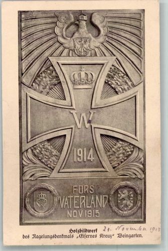 Nagelung Denkmal Fürs Vaterland Propaganda WK I Eisernes Kreuz 1915