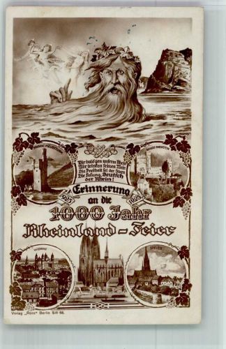 W6720 Speyer Erinnerung 1000 Jahr Rheinland Feier Nixe 1925 Foto AK