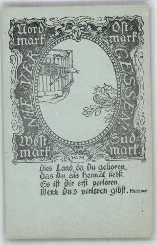 Verlag Dt. Schatzmarken Verein Allegorie Freiheit und Gefangenschaft Verlust der Heimat WK I Politik