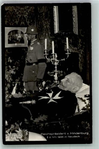 Freystadt Kisielice Aufbahrung und Totenwache Trauerkarte Hindenburg 1934