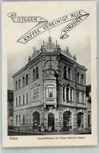 31224 W3150 Peine 1910 Foto AK Geschäftshaus Firma Heinrich Stegen