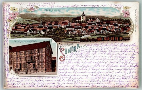 36205 W6443 Sontra 1900 Lithographie Gasthaus zum Adler