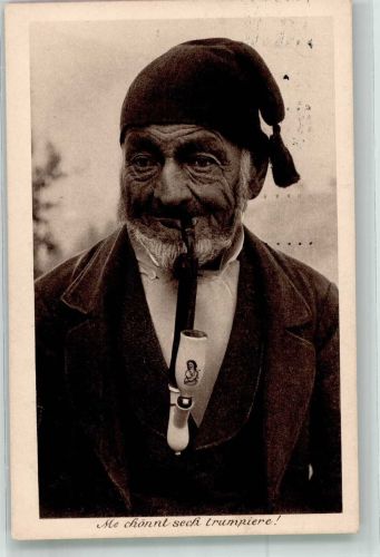 Alter Schweizer mit seiner Pfeife Pfeife 1916