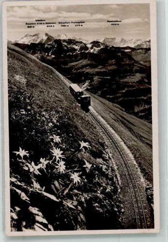 Brienz-Rothornbahn Rothorn-Bahn mit Hochalpen Photoglob 6859 Zahnradbahn 1937 Foto AK
