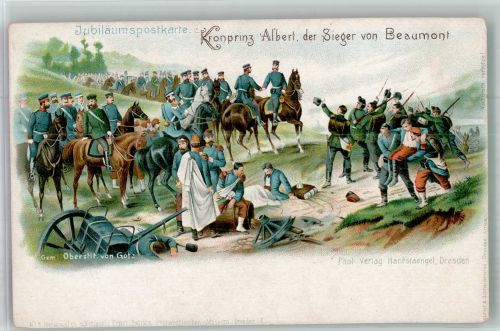 Kronprinz Albert, der Sieger von Beaumont Deutsch-Französischer Krieg Adel Sachsen Reichseinigungskriege 1864-1870/71 Künstlerkarte