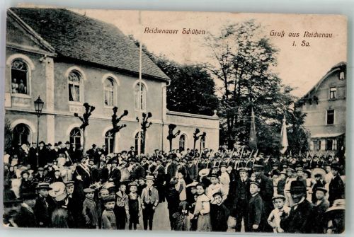 01762 O8231 Reichenau b Dippoldiswalde 1920 Foto AK Schützenfest Reichenauer Schützen