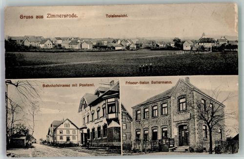34599 W3585 Zimmersrode - Bahnhofstrassse Post Friseursalon Battermann Feldpost