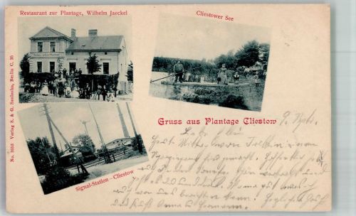 14943 O1711 Kliestow 1900 - Gasthaus zur Platage Cliestower See Signal-Station