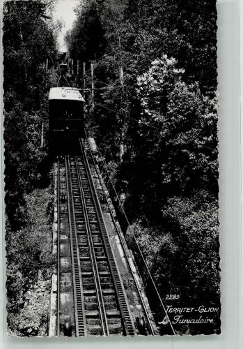 Territet Bergbahn nach Glion Zahnradbahn Foto AK