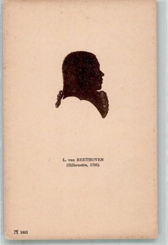 Scherenschnitt mit Profildbild des Komponisten Ackermann's Kunstverlag Serie 117 Nr. 1461 Beethoven, L. van Künstlerkarte