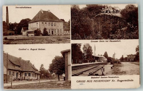 16248 O1301 Oderberg-Neuendorf - Grosser Stein Herrschaftshaus Bahnhof GasthausVeitner