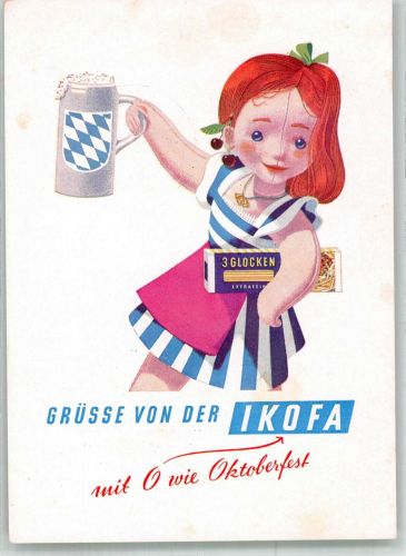 W8000 München 3 Glocken Eiernudeln Werbung SST Ikofa Ausstellung Gewerbeausstellung 1956 Sonderstempel