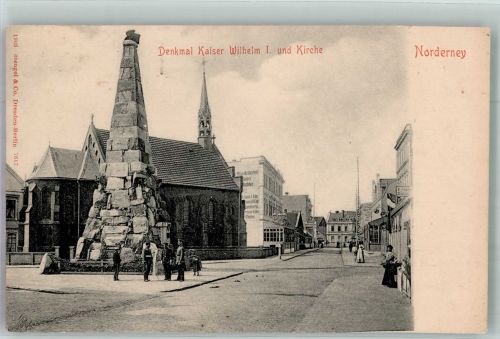 26548 W2982 Norderney 1903 - Kaiser-Wilhelm I Denkmal mit Kirche Sankt Ludgerus Verlag Stengel & Co. 7617