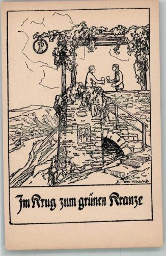 Im Krug zum grünen Kranze Dt. Volkslieder Ubbelohde, O. Künstlerkarte