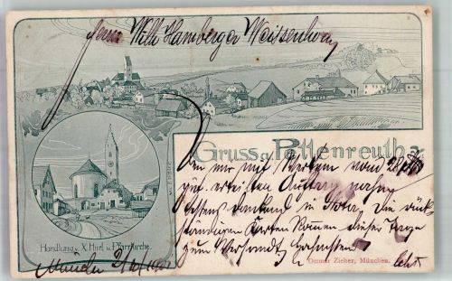 93170 W8411 Pettenreuth , Oberpf 1901 Lithographie / Künstlerkarte Handlung Hierl Pfarrkirche gezeichnet Löffler Verlag Ottmar Zieher-München