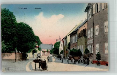 77839 W7585 Lichtenau , Baden 1912 - Hauptstrasse Pferdefuhrwerk