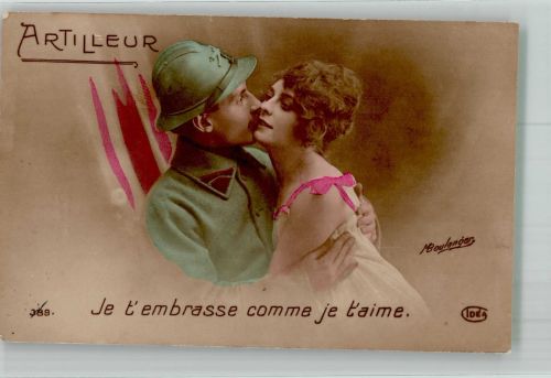 Foto M. Boulanger Soldat Frau Kuss Artillerie WK I